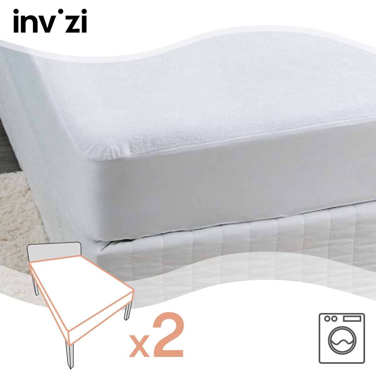 Invizi Lenzuolo impermeabile - Confezione da due